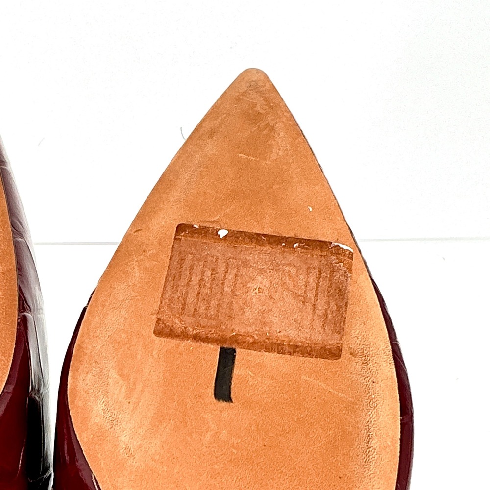 Vince Size 8.5 Burgundy Croc Print Leather Slingback Kitten Heels NEW Pumps $375 - Picture 15 of 16